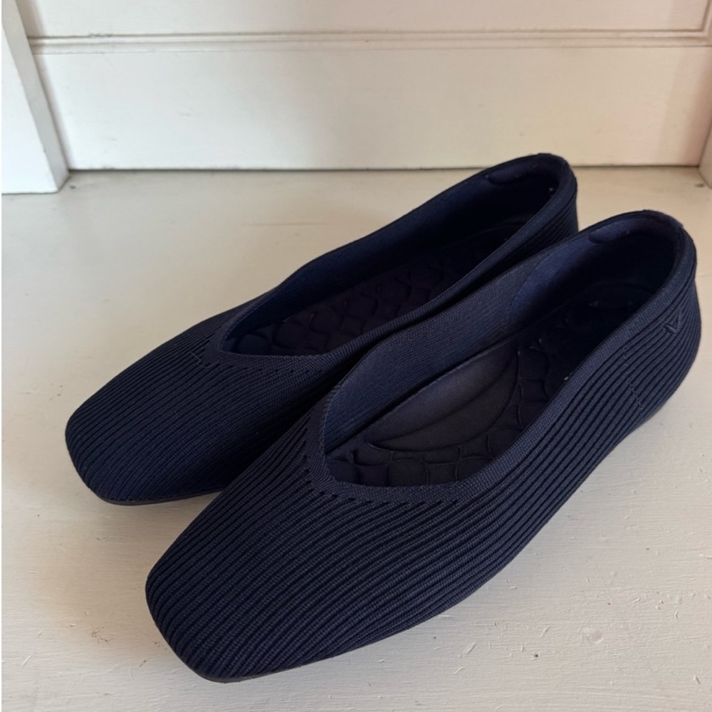 Vivaia navy Margot walker square toe flats size 41.5 (their US10)